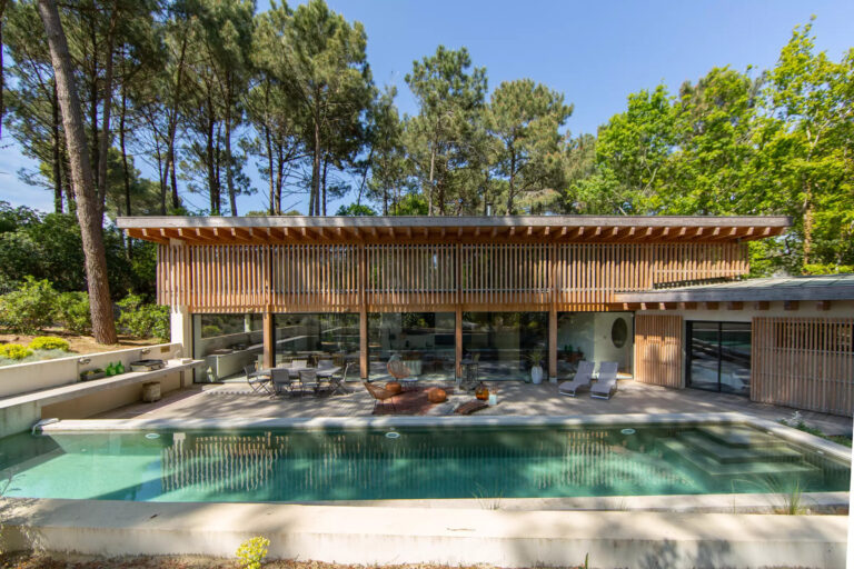 pool, traditional-like, open space, forest, relaxation, calm, house